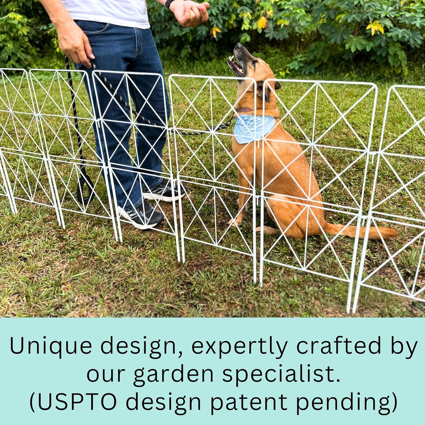 ShopLaLa Decorative Garden Fence (10 Panels) 12.5in(L) x 31in(H) Animal Barrier Fencing Rustproof White Metal Wire Flower Edging for Landscape, Dog Yard Gates Fences Tall No Dig Outdoor Decor D-F30B