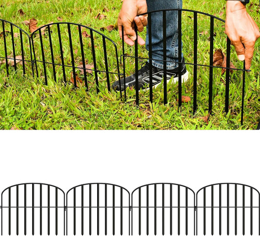 ShopLaLa Decorative Fences (10 Panels) 12in(L) x 16.5in(H) Rustproof Black Metal Wire Animal Barrier Fence, Flower Edging for Landscape Patio Outdoor Decor Dog Gate Tall Large No Dig Border D-P13-16.5
