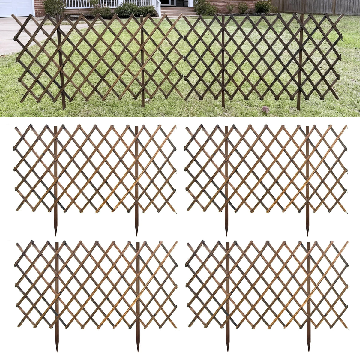 LaLaGreen Expandable Wooden Lattice Garden Fence Panels