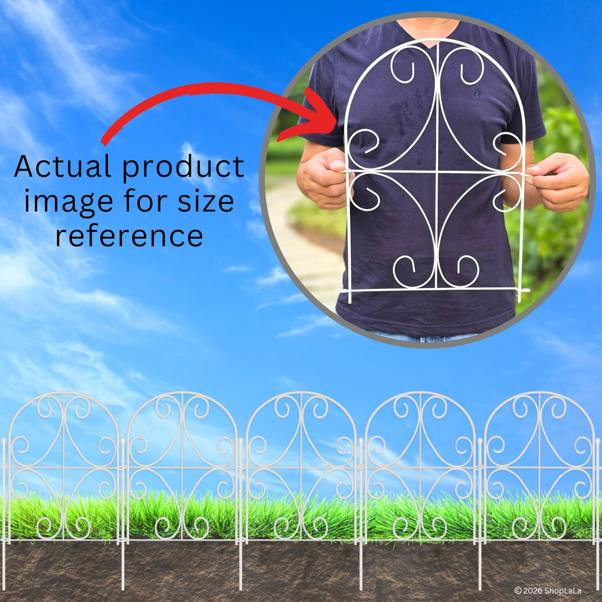 LaLaGreen Festive Decorative Metal Garden Fence Panels — 12.5 x 16.5 in
