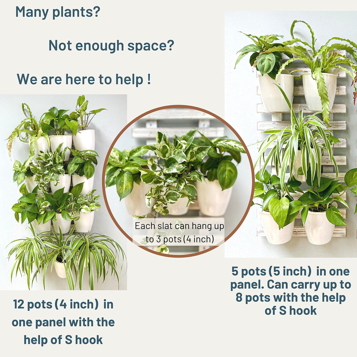 LaLaGreen White Wooden Ladder-Style Wall Plant Holders