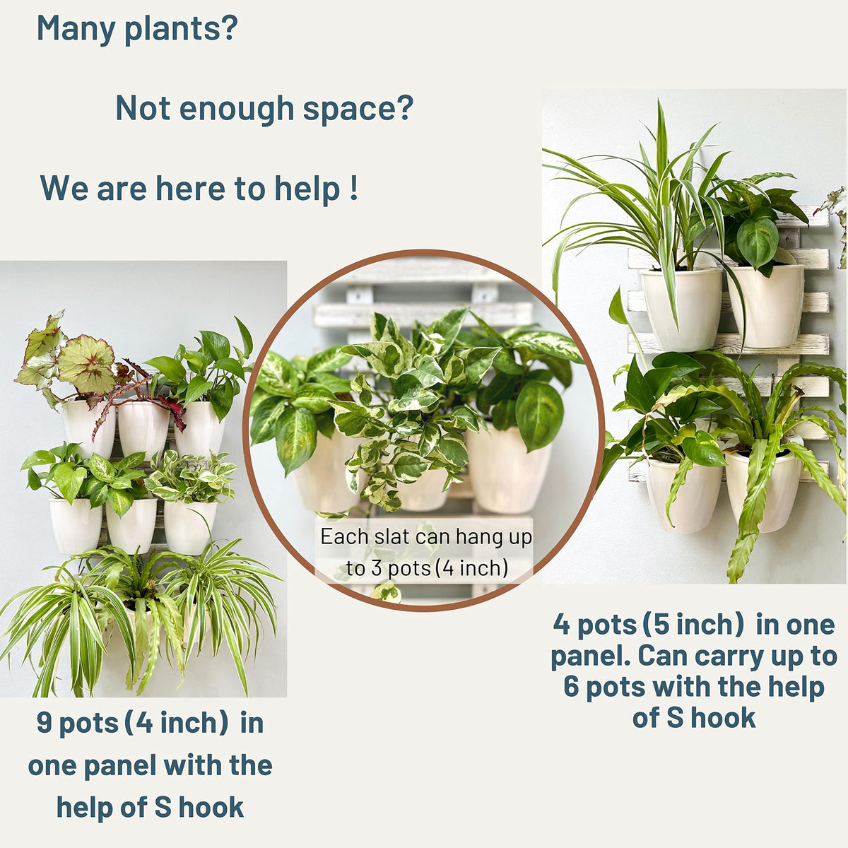 LaLaGreen White Wooden Ladder-Style Wall Plant Holders