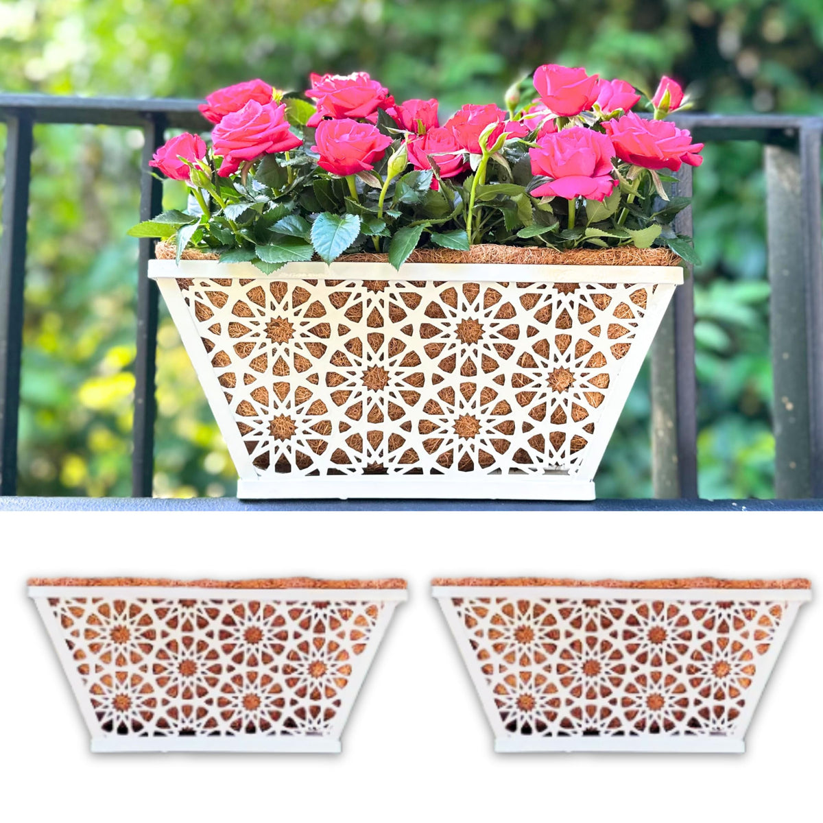 LaLaGreen Wall Planter Outdoor (12 in, 2 Pack) White Window Box for Flowers