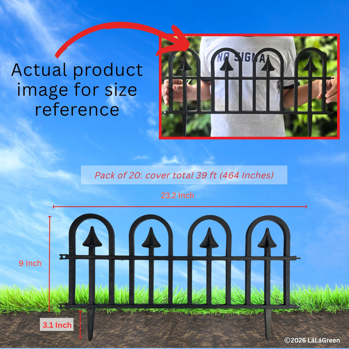 LaLaGreen Small Decorative Garden Edging Panels — 23 x 8.5 in