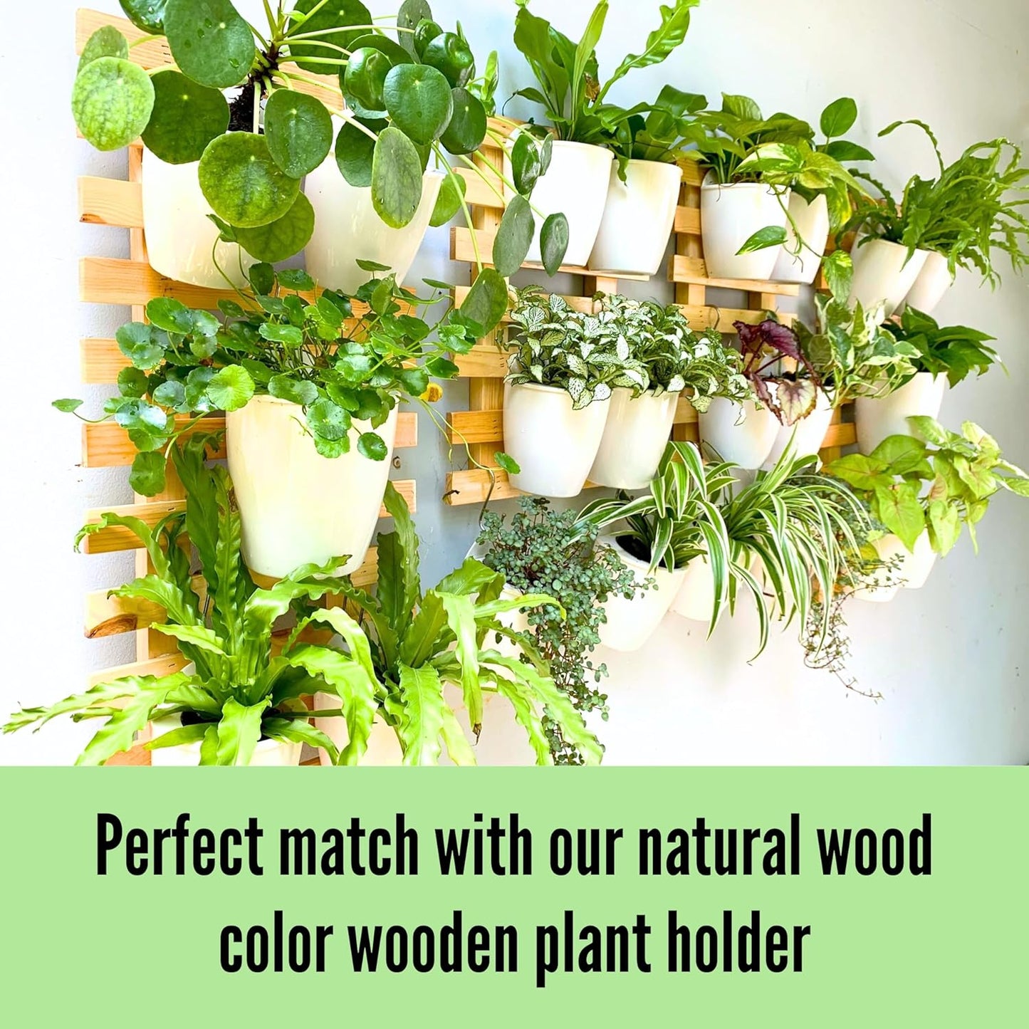 LaLaGreen Wall Mounted Planters for Indoor Plants - 10 Pack, 5 Inch Self Watering Plastic Pot, Living Hanging Eco Wall Planter System, Trendy Live Wall Garden for Herb, White