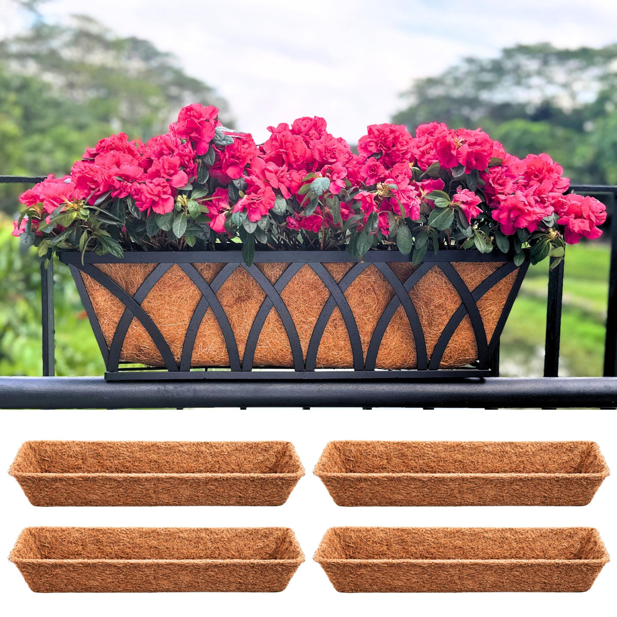 LaLaGreen Rectangular Coconut Coir Replacement Liners for Window Boxes
