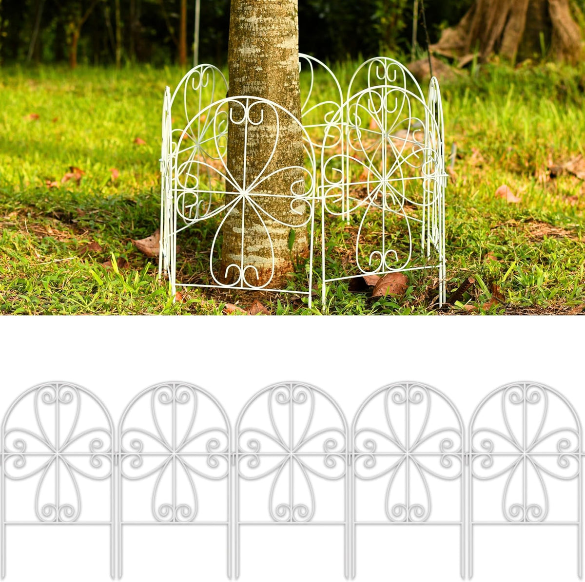 LaLaGreen Tall Decorative Metal Garden Fence Panels — 12 x 24 in