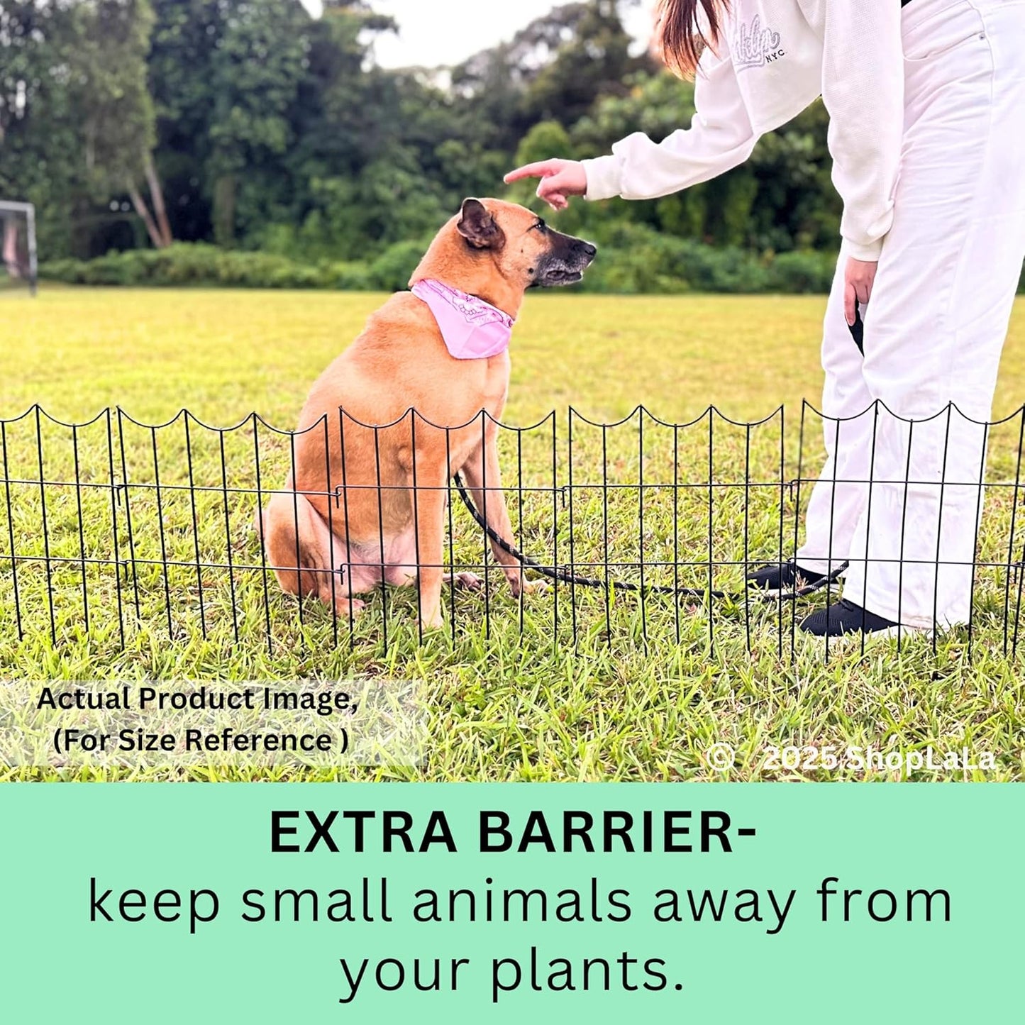 ShopLaLa Decorative Garden Fence (20 Panels) 12in(L) x 16.5in(H) Black Metal Wire Rustproof Animal Barrier Small Fences, Flower Edging for Landscape Patio Outdoor Decor, Yard Pet Gate No Dig D-H16.5