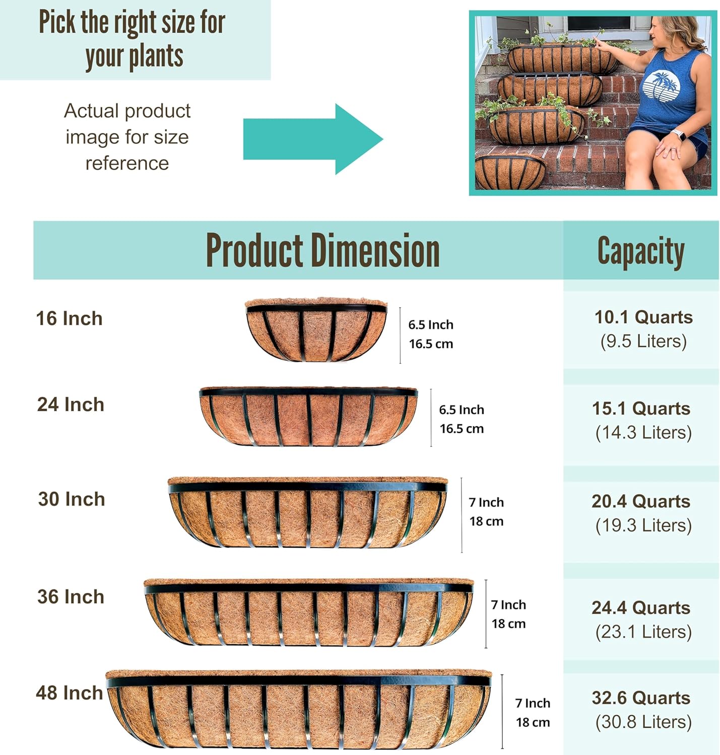 LaLaGreen Deck Railing Planter Boxes - 8 Pack, 36 Inch Long Window Flower Box Attach to House, Wall Planters for Outdoor Plants with Coco Liners English Horse Trough Fence Balcony Garden Porch Rail