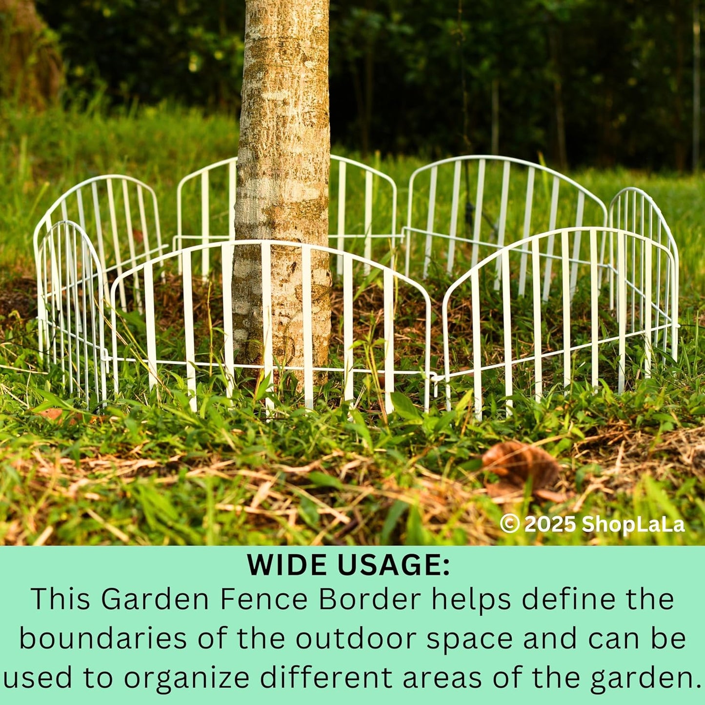 ShopLaLa Decorative Fences (10 Panels) 12in(L) x 16.5in(H) Rustproof White Metal Wire Animal Barrier Fence, Flower Edging for Landscape Outdoor Patio Decor Dog Yard Gates Fences Tall No Dig D-P13-16.5