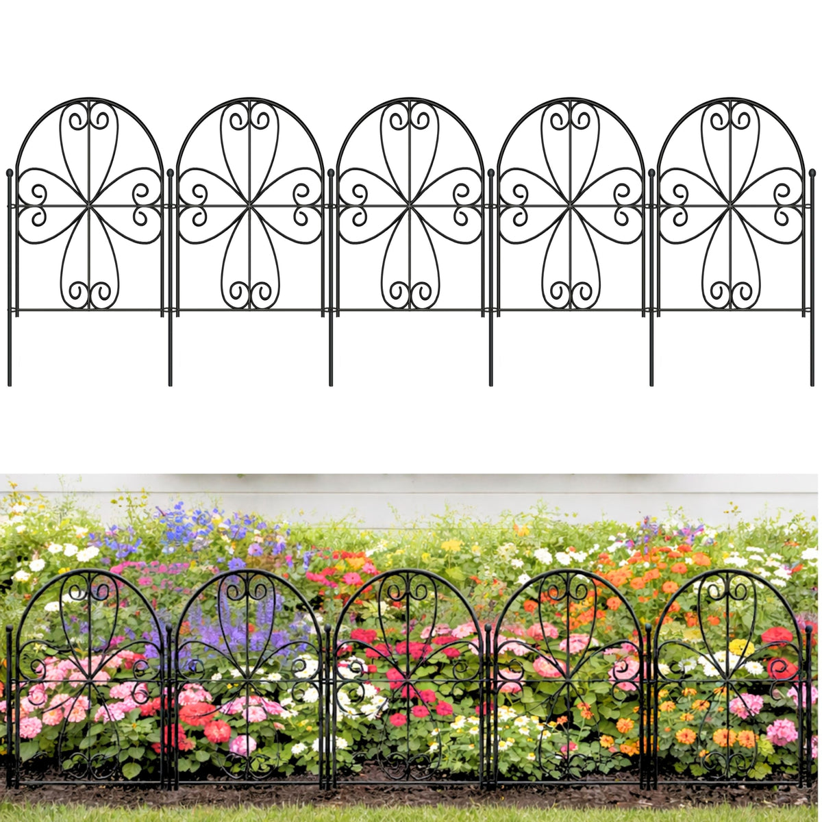 ShopLaLa Garden Fence (10 Panels) 12.5inx16.5in Rustproof Black Metal Wire