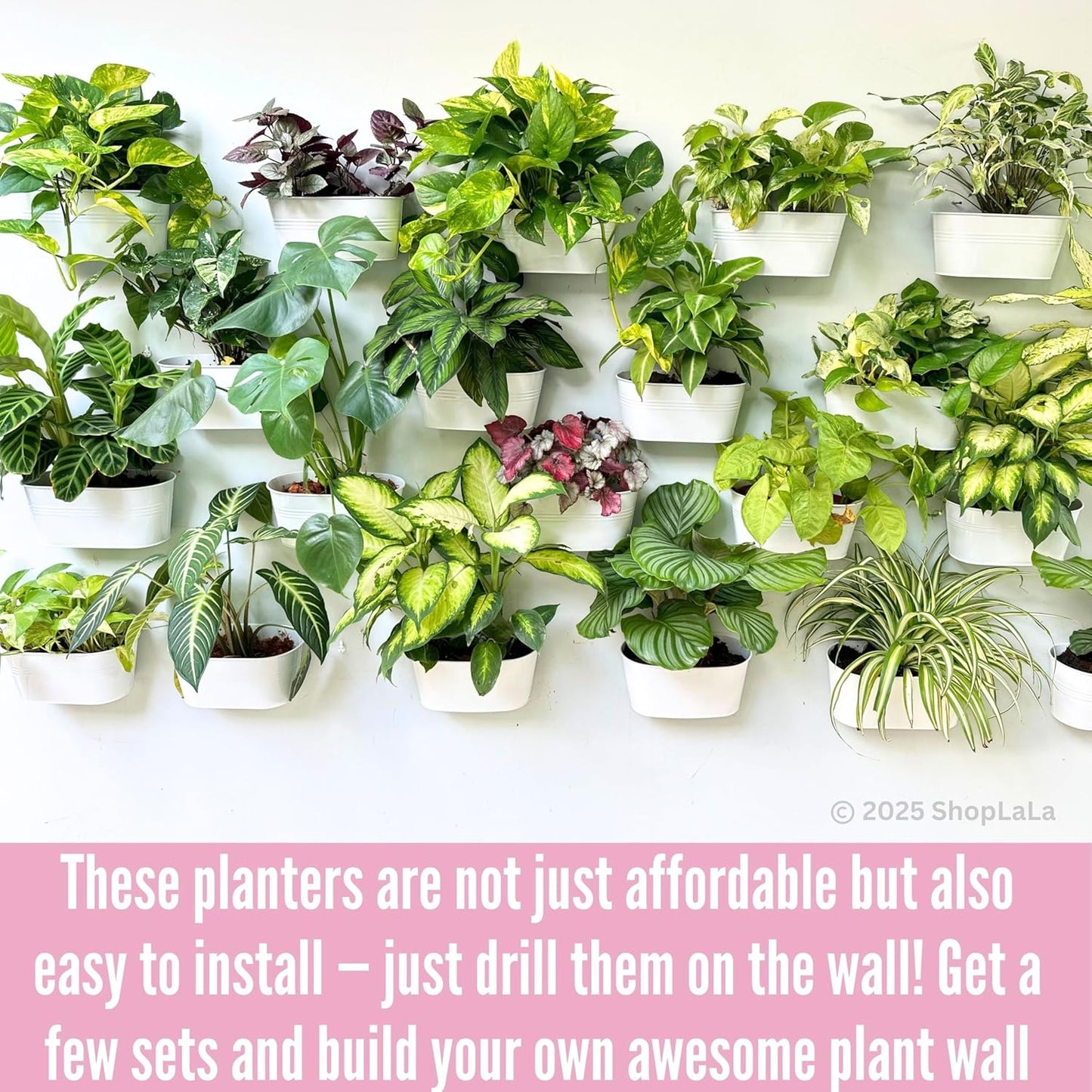 LaLaGreen Rail Planter Outdoor Plant (3 Pack, 11.8 Inch) White Metal Iron Hanging Flower Pot Deck Railings Fence Buckets Modern Countryside Boho Style Wall Mount Window Box Holder Hooks Porch Decor