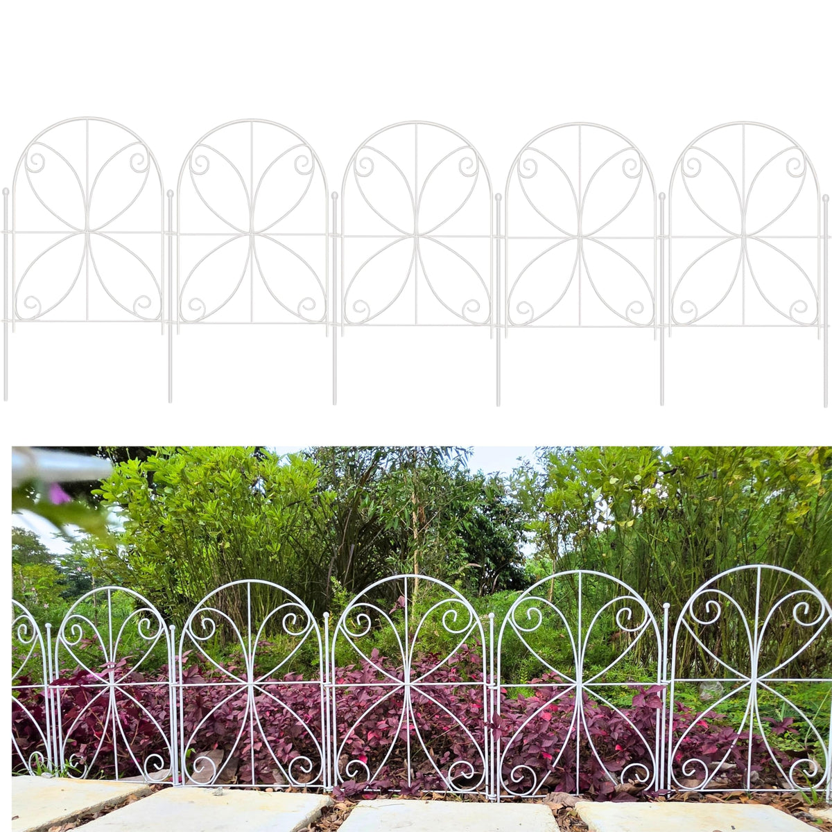 ShopLaLa Decorative Garden Fence (20 Panels) 12.5inx16.5in White Fencing