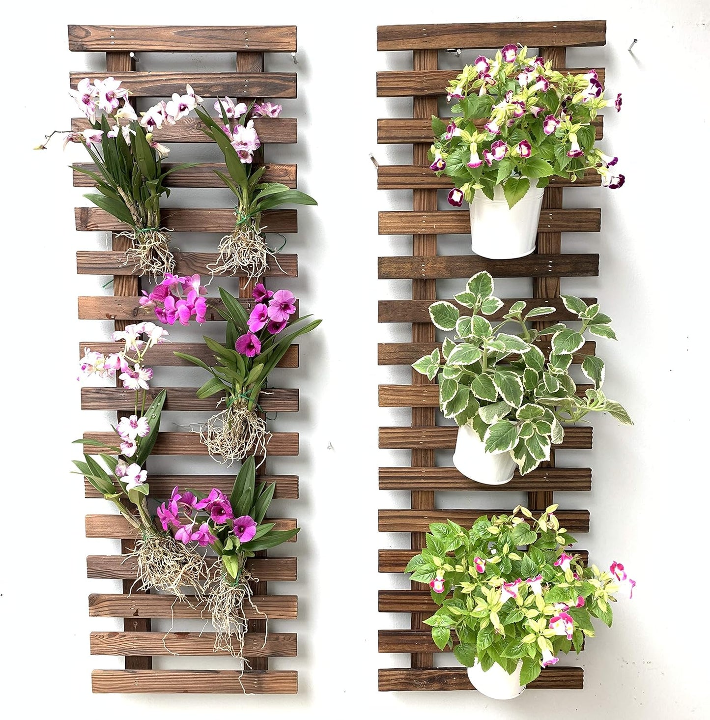 ShopLaLa Wall Planter – Wooden Air Plant Succulent Holder Hanger Indoor Outdoor, Live Orchid Wall Wood Display Frame Vertical Garden Balcony Deck Bathroom Macetas para Plantas De Aire 15.7" (40cm)