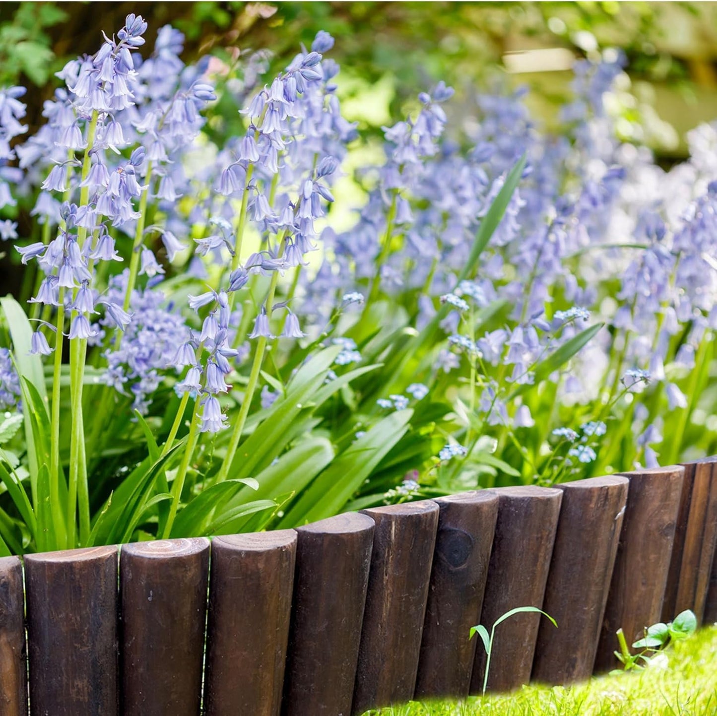 LaLaGreen Garden Edging Border (2 Pack, 36"x6") Small Wooden Fence Lawn Yard Landscape with Metal Stakes, Expandable Half Wood Brown Decorative Planting Tree Patio Path Flower Bed Outdoor Decor No Dig