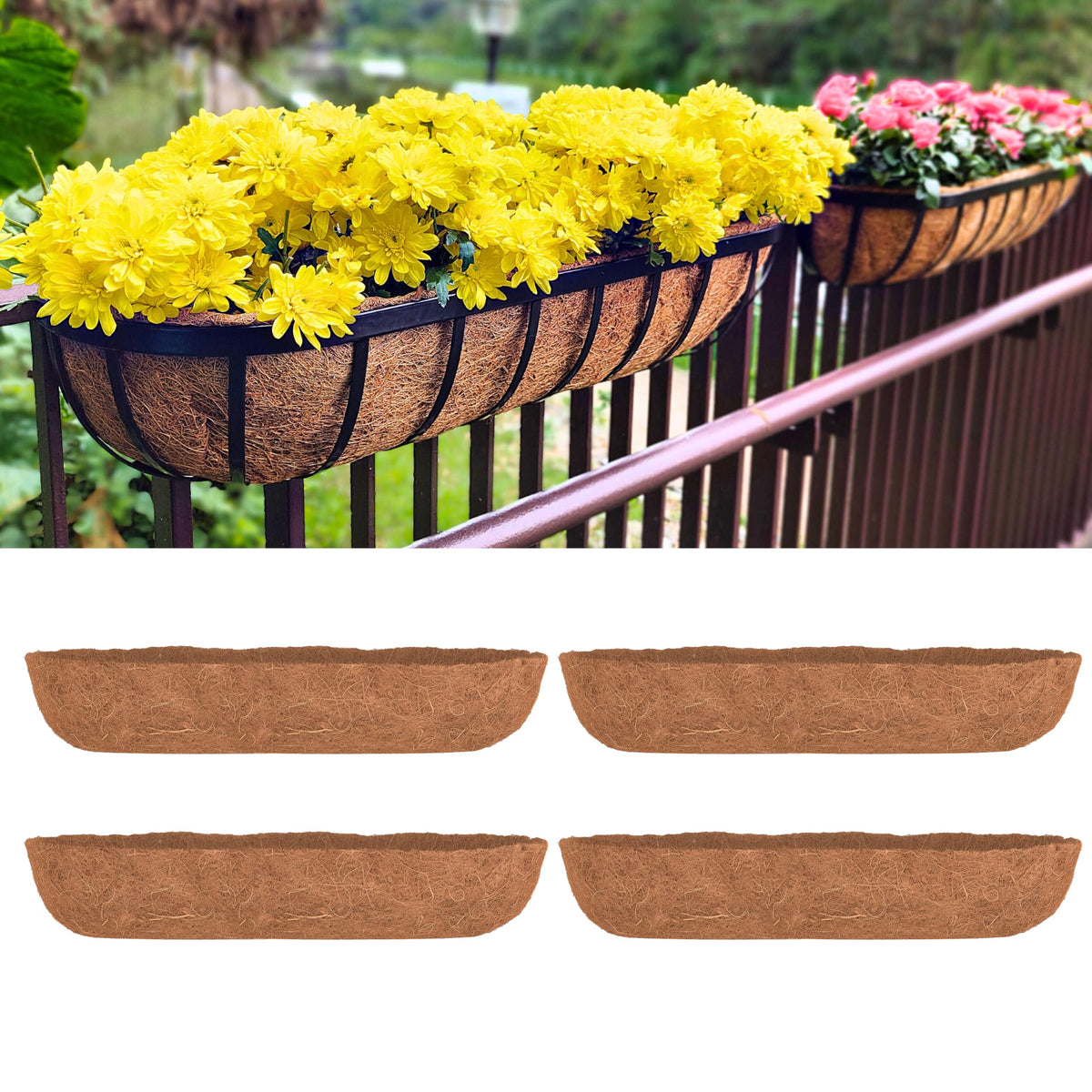 LaLaGreen Half-Round Rectangular Coconut Coir Replacement Liners