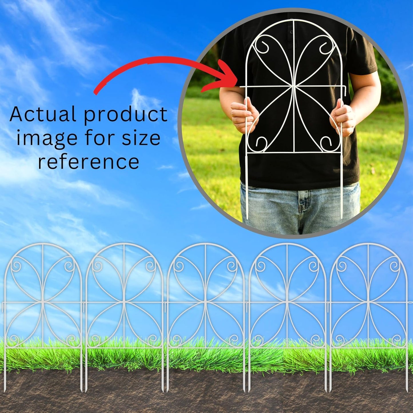 ShopLaLa Animal Barrier Fence (20 Panels) 12in(L) x 24in(H) Rustproof White Metal Wire Fencing Flower Edging for Landscape Patio Yard Outdoor No Dig Decorative Garden Boarder Fences for Yard D-B24