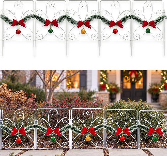 LaLaGreen Festive Decorative Metal Garden Fence Panels — 12.5 x 16.5 in
