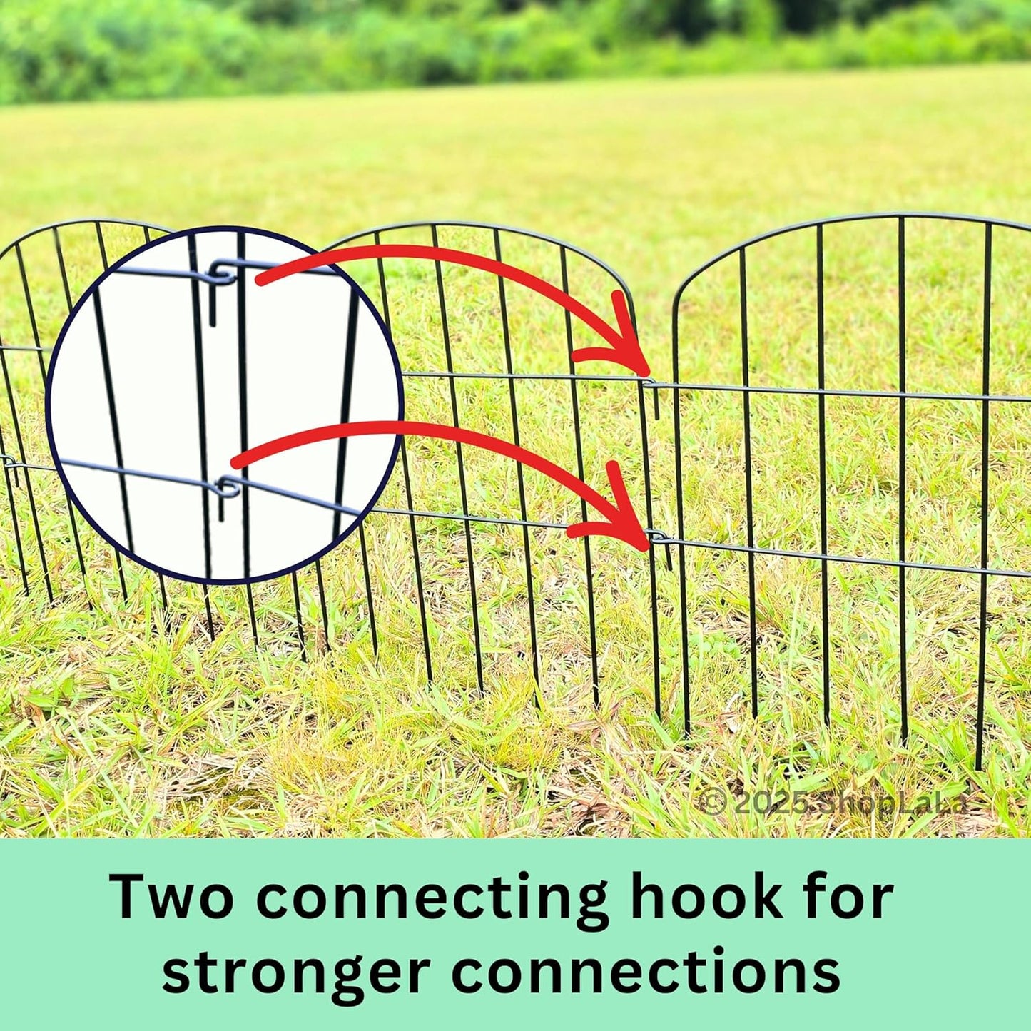 ShopLaLa Garden Fence (10 Panels) 12in(L) x 16.5in(H) Animal Barrier Fencing Rustproof Metal Wire Flower Edging for Landscape Patio Outdoor Decor, Tall Large Yard Fences for Dog No Dig Black D-K16.5