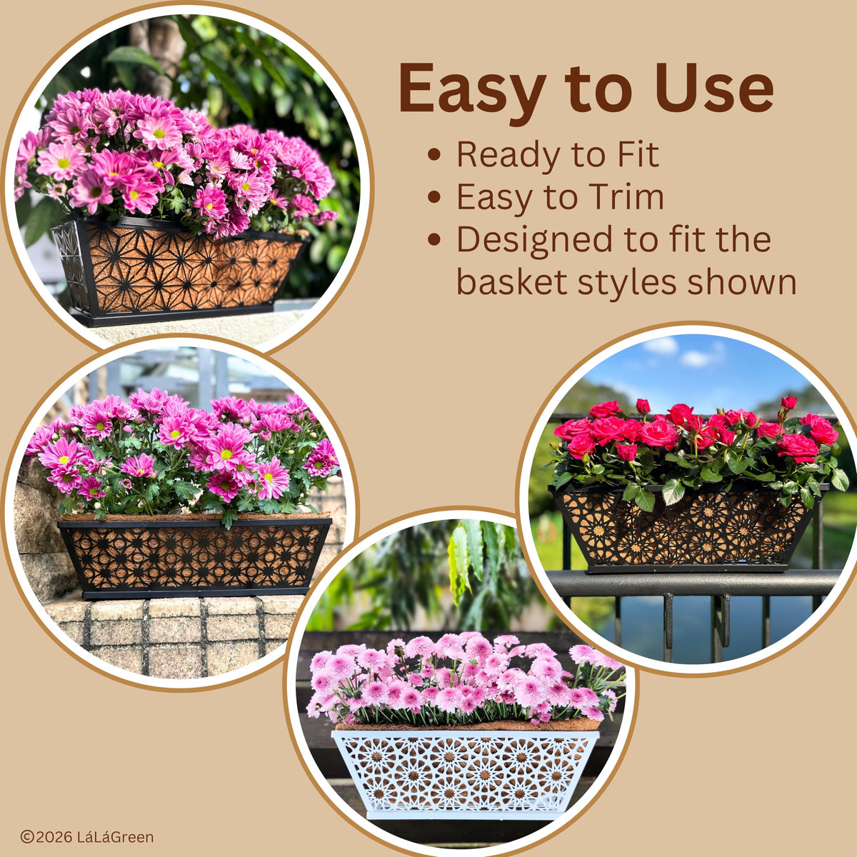 LaLaGreen Rectangular Coconut Coir Replacement Liners for Wall Planters