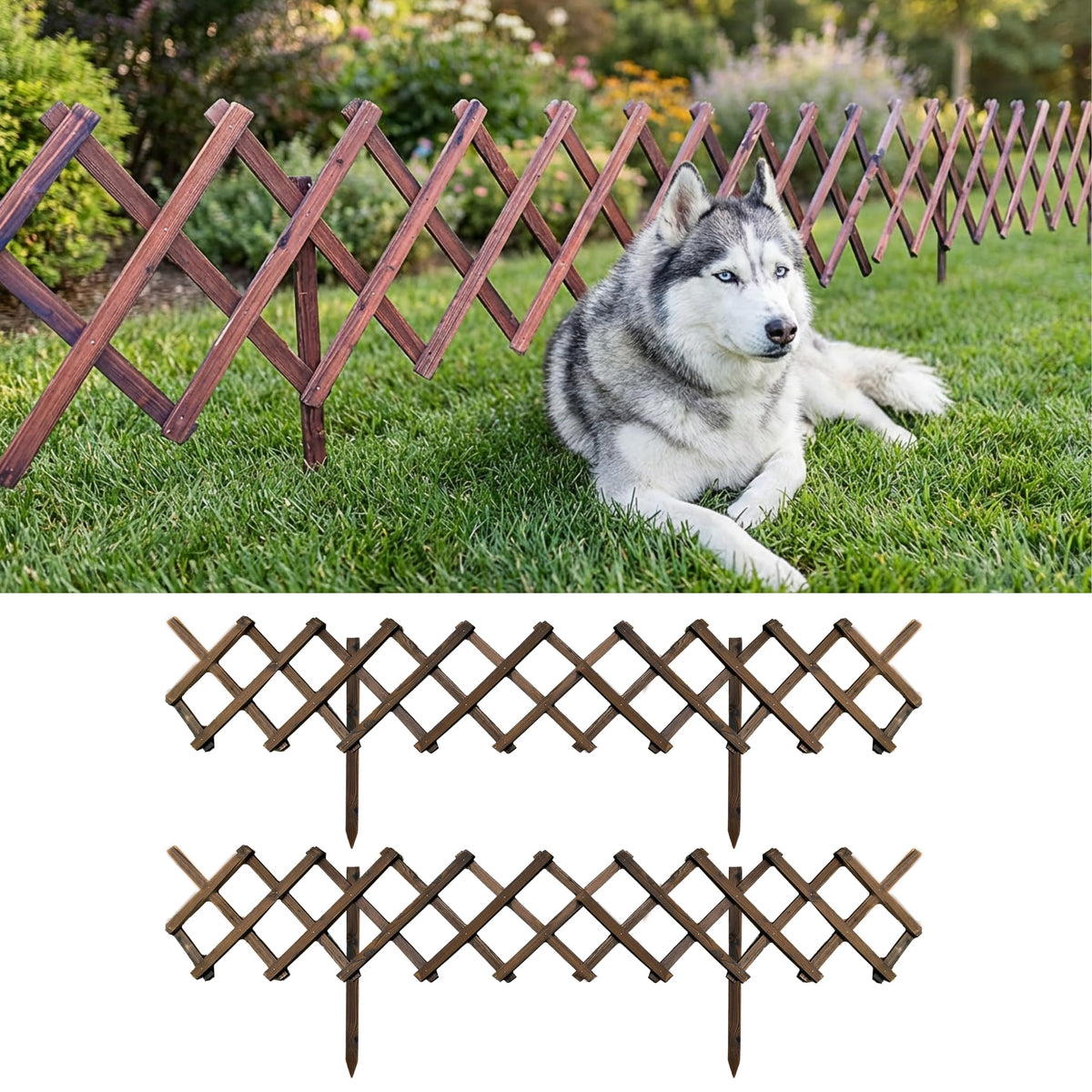 LaLaGreen Expandable Wooden Lattice Garden Fence Panels