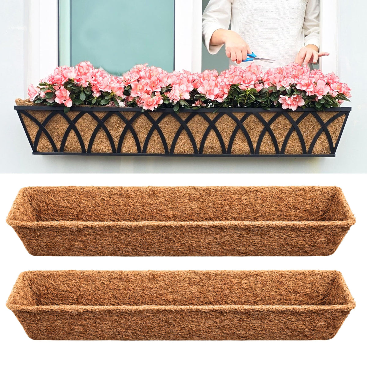 LaLaGreen Rectangular Coconut Coir Replacement Liners for Window Boxes
