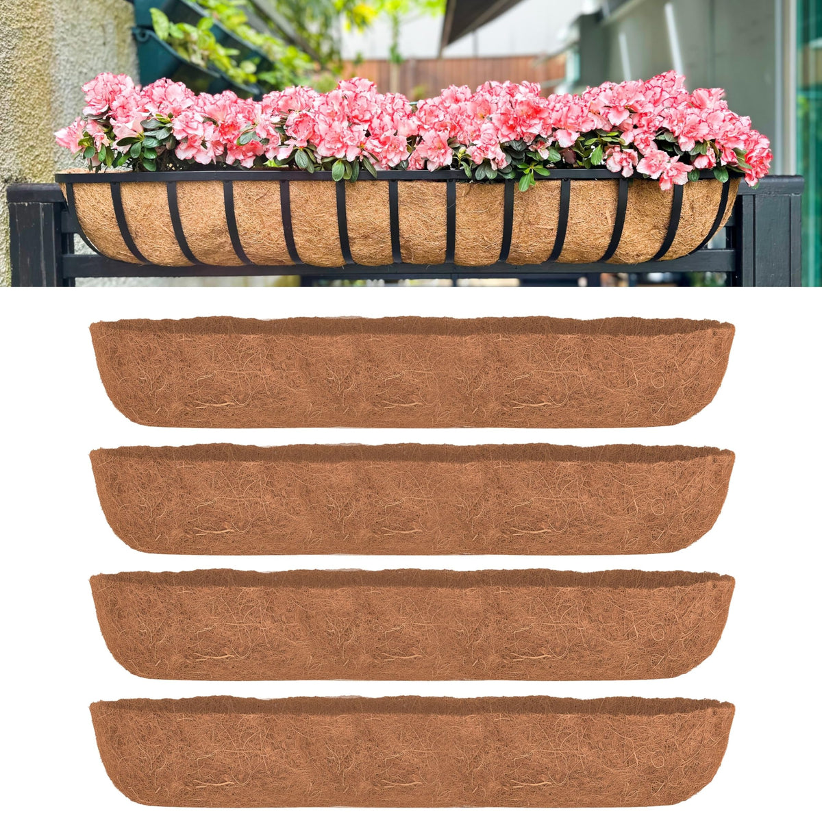 LaLaGreen Half-Round Rectangular Coconut Coir Replacement Liners