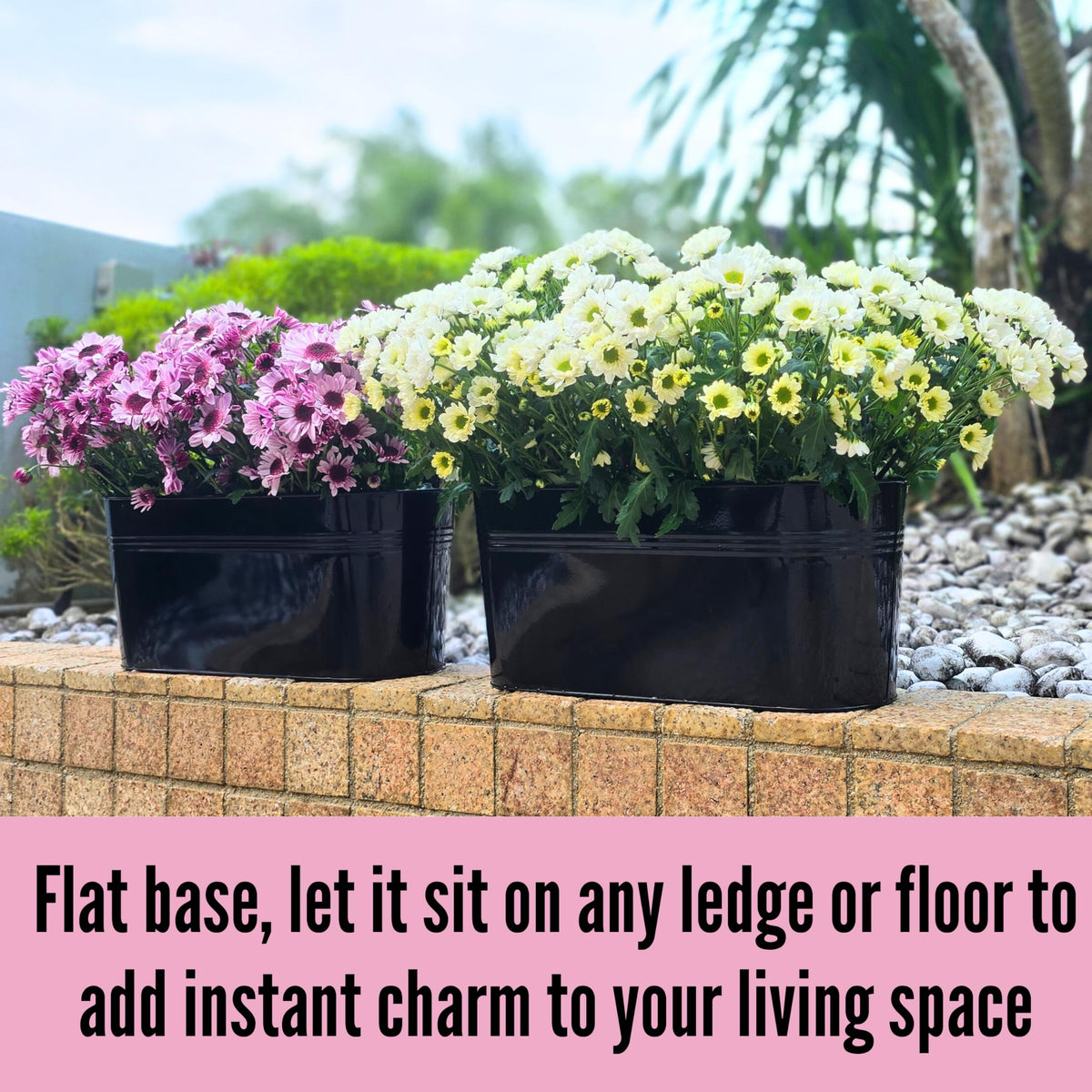 LaLaGreen Oval and Round Metal Railing Planter Combo