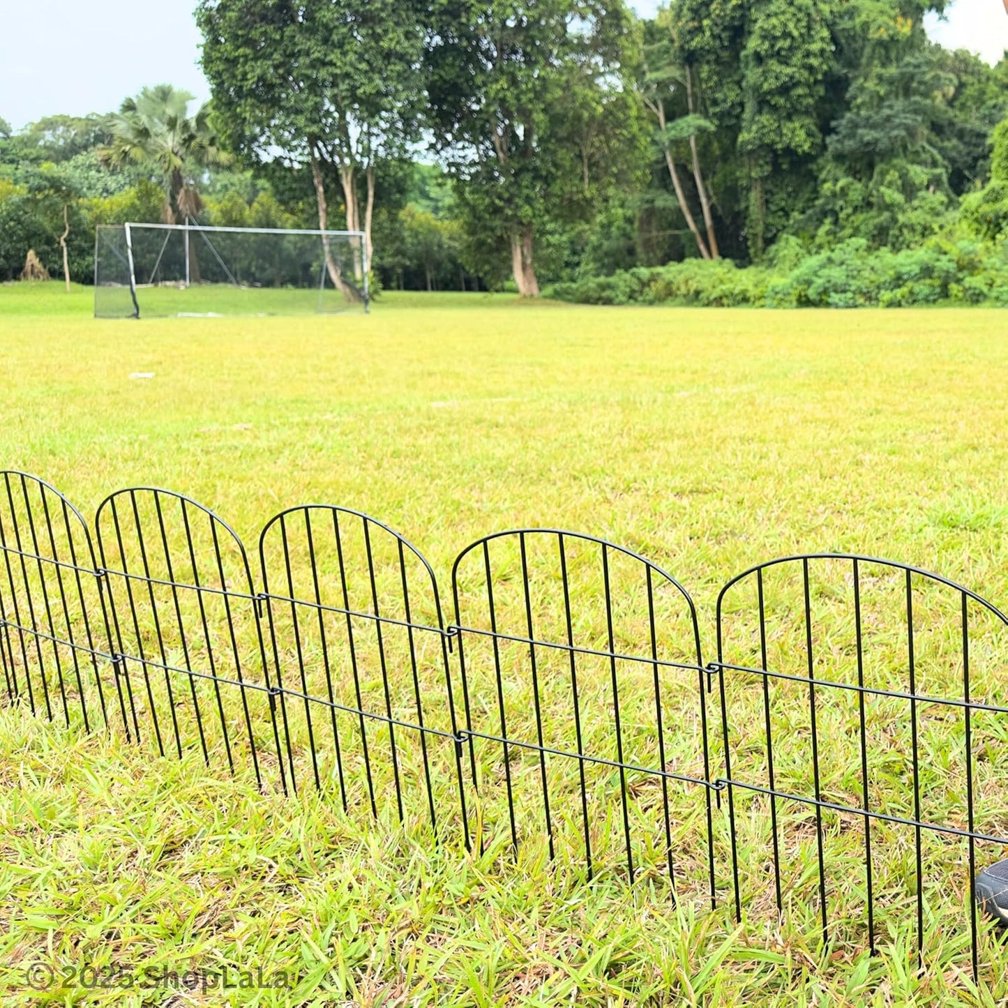 ShopLaLa Garden Fence (10 Panels) 12in(L) x 16.5in(H) Animal Barrier Fencing Rustproof Metal Wire Flower Edging for Landscape Patio Outdoor Decor, Tall Large Yard Fences for Dog No Dig Black D-K16.5