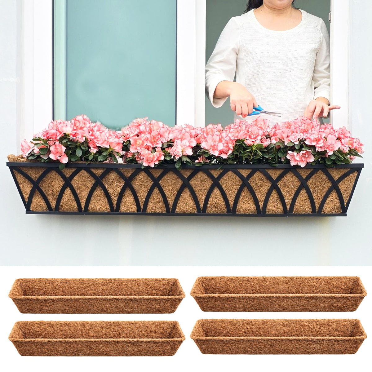 LaLaGreen Rectangular Coconut Coir Replacement Liners for Window Boxes