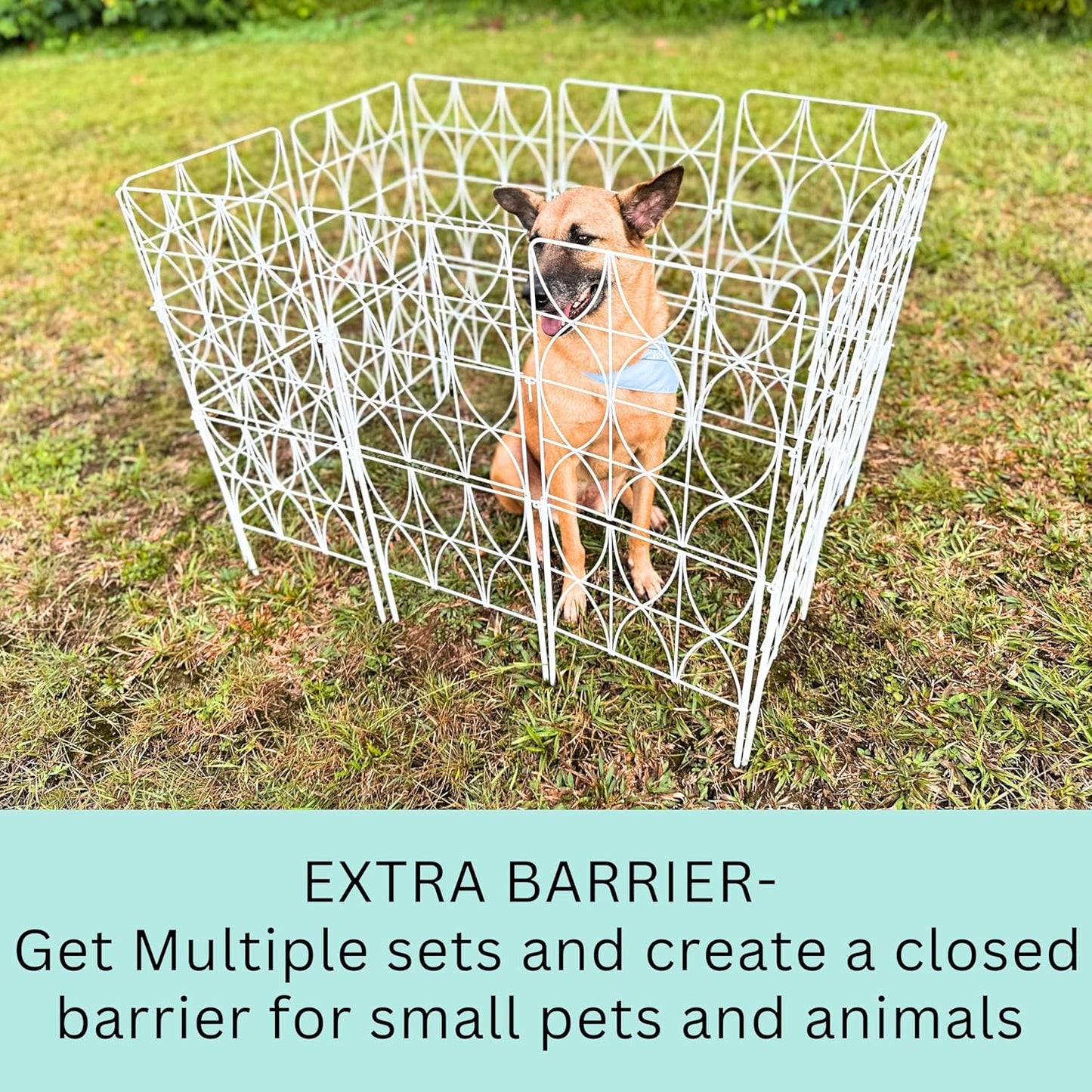 ShopLaLa Decorative Garden Fence (10 Panels) 12.5in(L) x 31in(H) Animal Barrier Fencing Rustproof White Metal Wire Flower Edging for Landscape, Tall Large No Dig Fences Back Yard Pet Porch Gate D-F30D