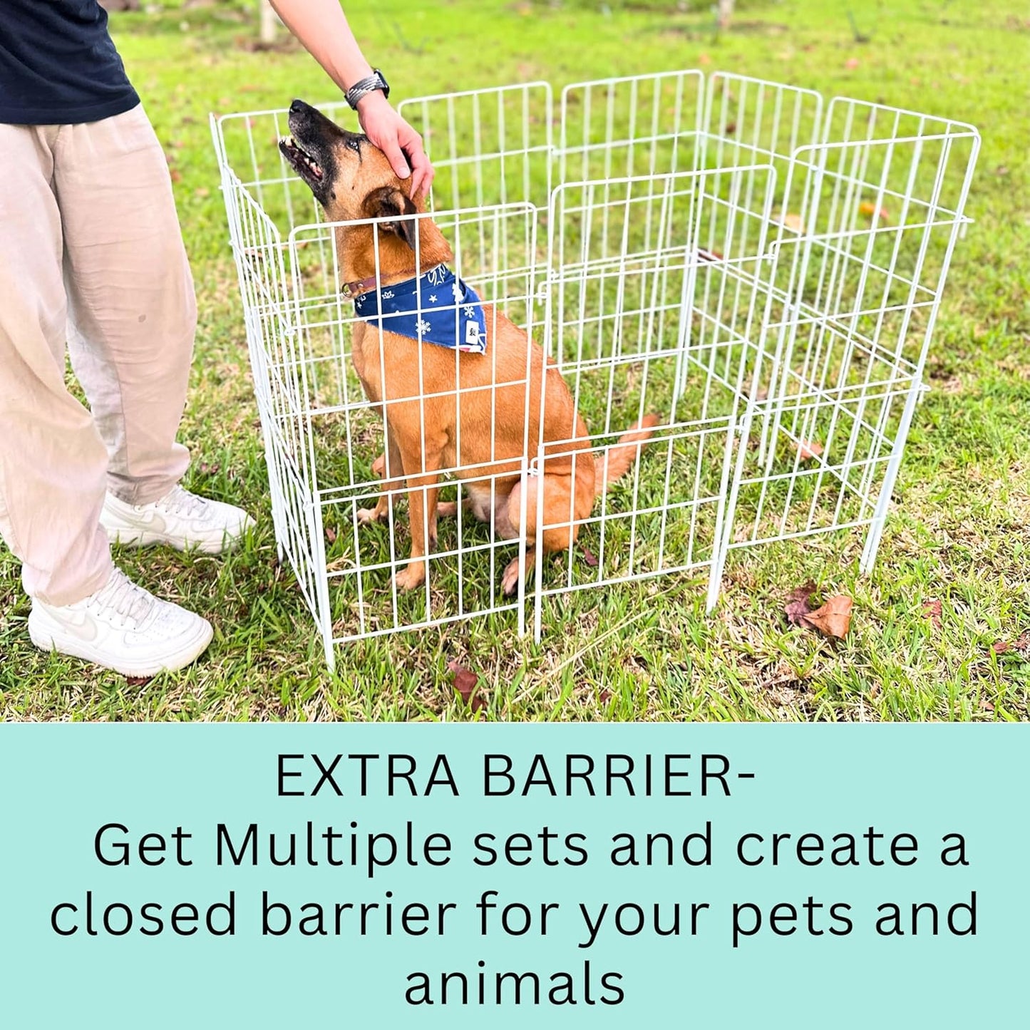 ShopLaLa Decorative Garden Fence Outdoor (10 Panels) 12.5in(L) x 31in(H) Animal Barrier Fencing Rustproof White Metal Wire Flower Edging for Landscape, Small Dog No Dig Fences Backyard Gate D-F30A