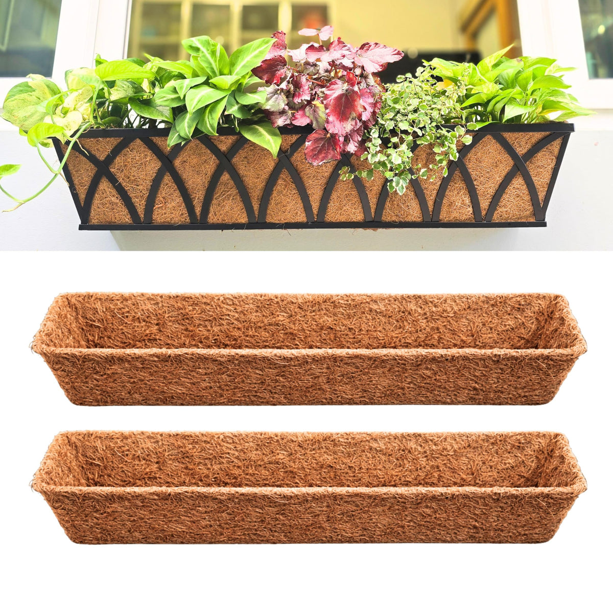 LaLaGreen Rectangular Coconut Coir Replacement Liners for Window Boxes