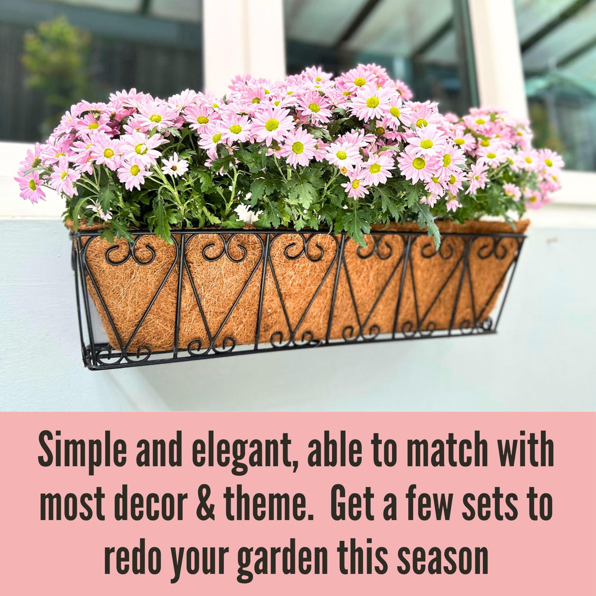 LaLaGreen Wall Planters for Plants (16 in, 4 Pack) Black Metal Flower Box
