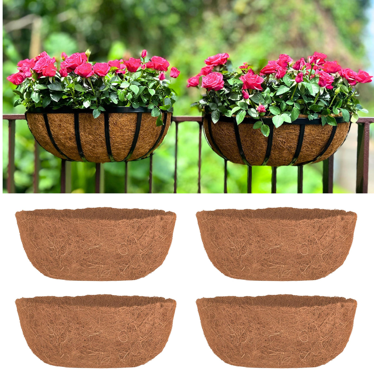 LaLaGreen Half-Round Rectangular Coconut Coir Replacement Liners