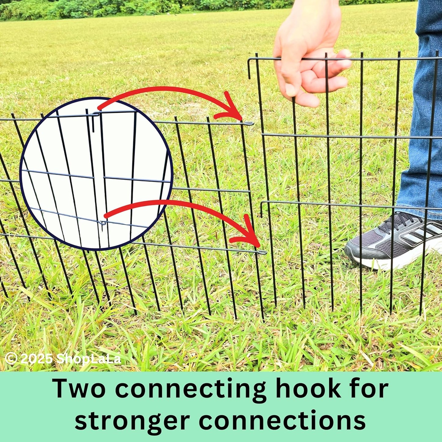 ShopLaLa Garden Fence (10 Panels) 12in(L) x 16.5in(H) Rustproof Metal Wire Animal Barrier Fence Flower Edging for Landscape Patio Outdoor Decor, Small Dog Fences for the Back Yard No Dig Black D-L16.5