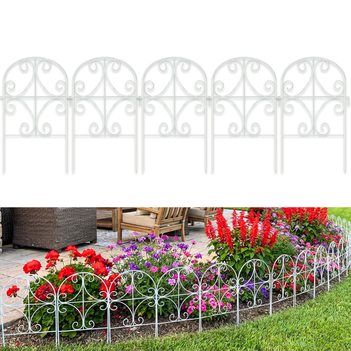 ShopLaLa Garden Fence Animal Barrier (20 Panels) 12x24in White Metal Fences