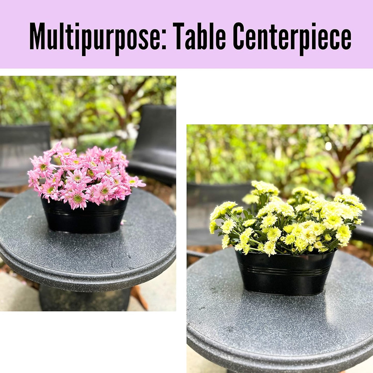 LaLaGreen Rail Planter Outdoor Plants(3 Pack, 11.8 Inch) Black Metal Iron Hanging Flower Pots Deck Railings Fence Buckets Modern Countryside Boho Style Wall Mount Window Box Plant Holder Porch Decor