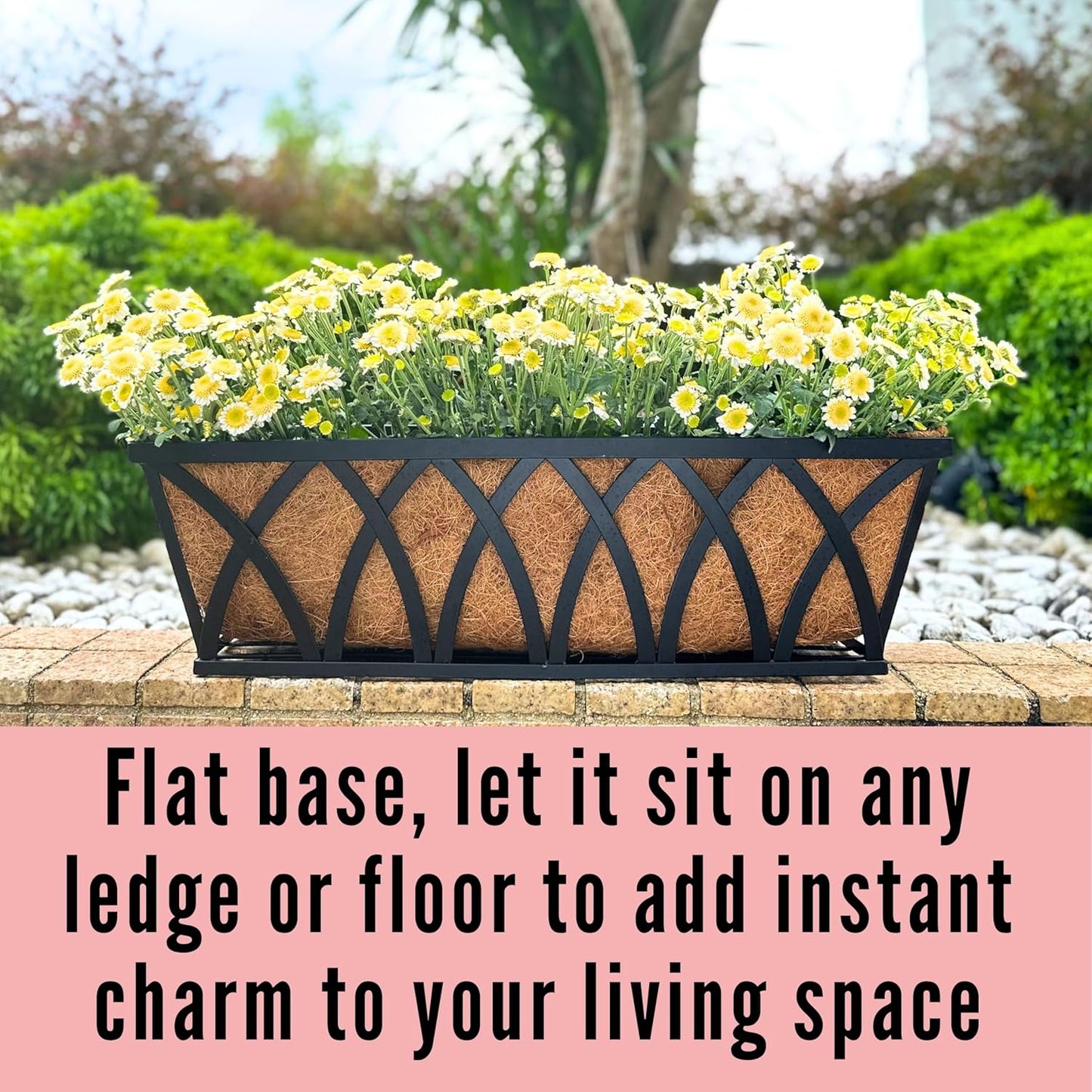 LaLaGreen Wall Planter (4 Pack, 30 Inch) Large Railing Planter Box for Outdoor Plants with Coco Liner, Metal Balcony Flower Basket Deck Rail Railing Fence Window Attach House Horse Trough Fence Porch