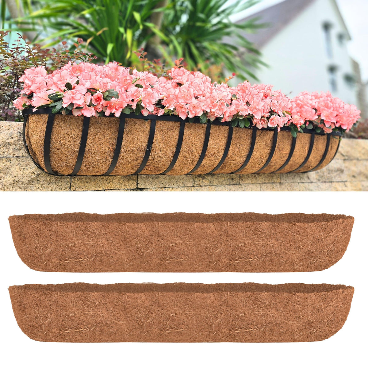 LaLaGreen Half-Round Rectangular Coconut Coir Replacement Liners