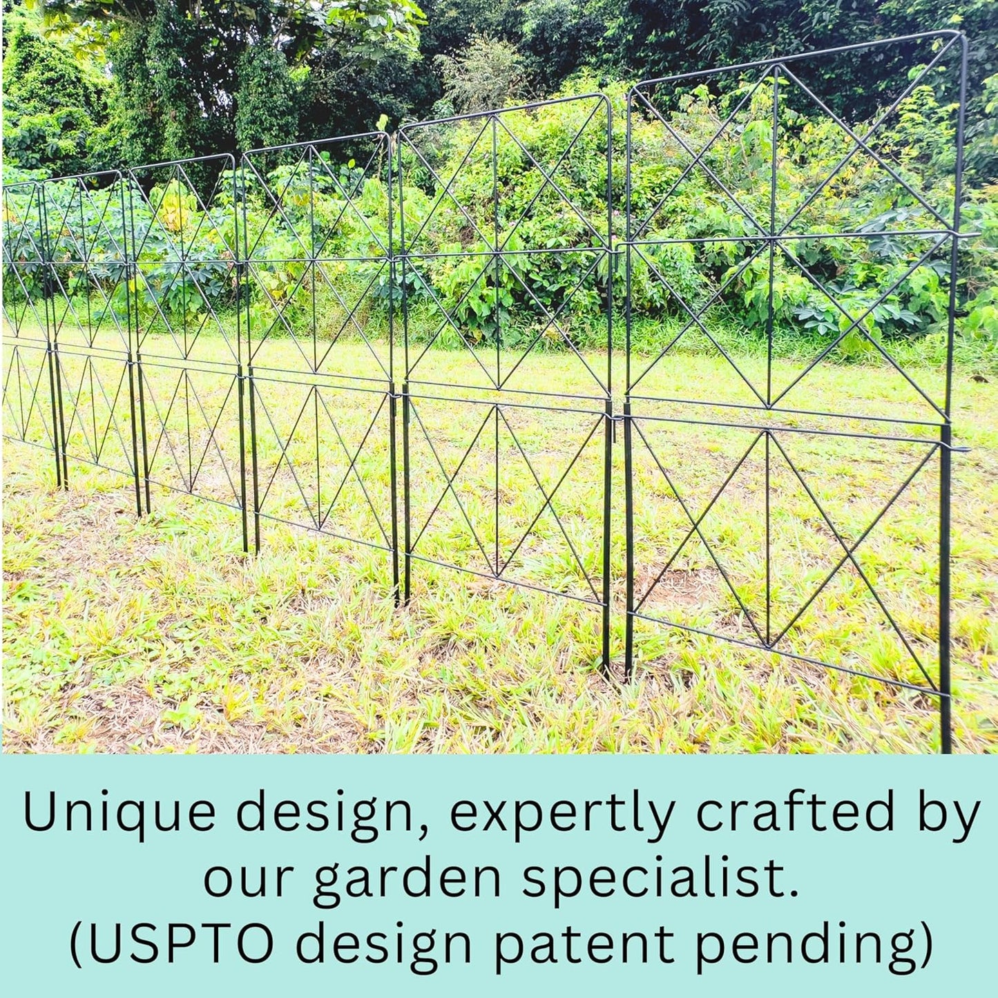 ShopLaLa Decorative Garden Fence (10 Panels) 12.5in(L) x 31in(H) Animal Barrier Fencing Rustproof Black Metal Wire Flower Edging for Landscape, Yard Gates Fences Tall Large No Dig Outdoor Decor D-F30B