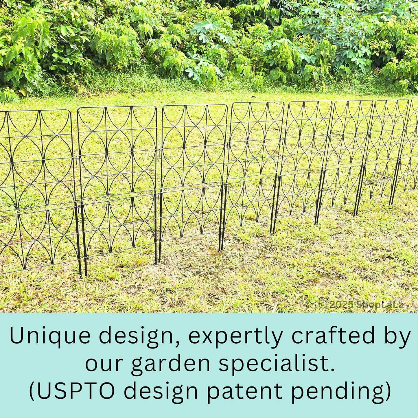 ShopLaLa Decorative Garden Fence (10 Panels) 12.5in(L) x 31in(H) Animal Barrier Fencing Rustproof Black Metal Wire Flower Edging for Landscape, Dog Gates Fences Tall Large No Dig Outdoor Border D-F30D