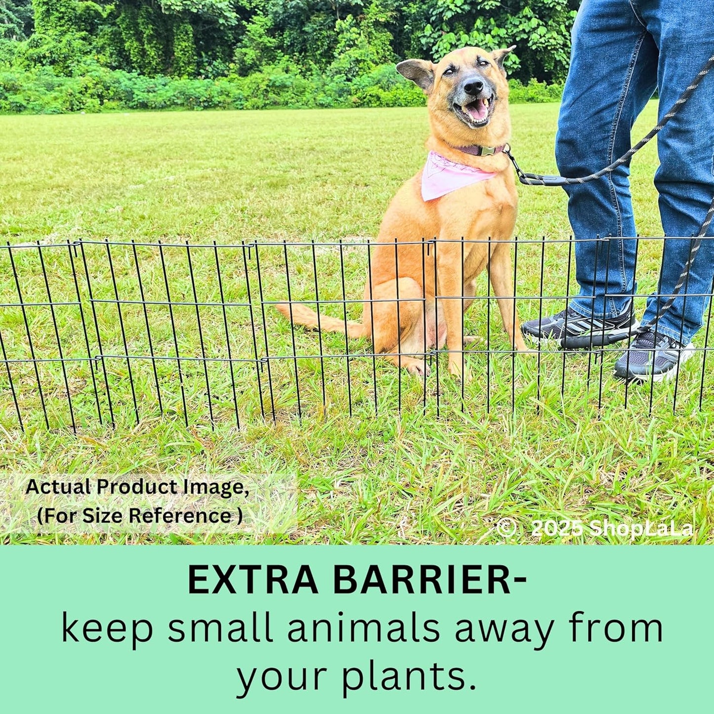 ShopLaLa Garden Fence (10 Panels) 12in(L) x 16.5in(H) Rustproof Metal Wire Animal Barrier Fence Flower Edging for Landscape Patio Outdoor Decor, Small Dog Fences for the Back Yard No Dig Black D-L16.5