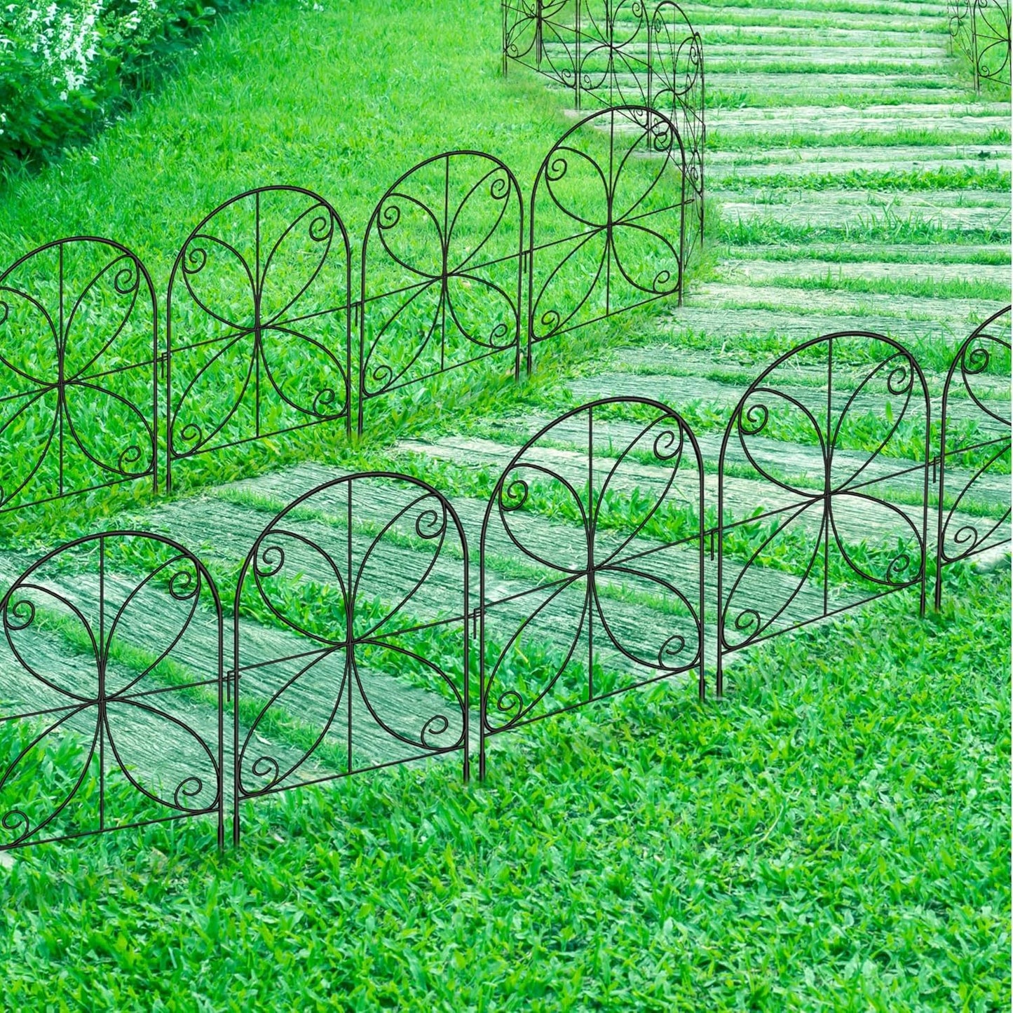 ShopLaLa Animal Barrier Fence (20 Panels) 12in(L) x 24in(H) Rustproof Black Metal Wire Fencing Flower Edging for Landscape Patio Yard Outdoor No Dig Decorative Garden Boarder Fences for Yard D-B24