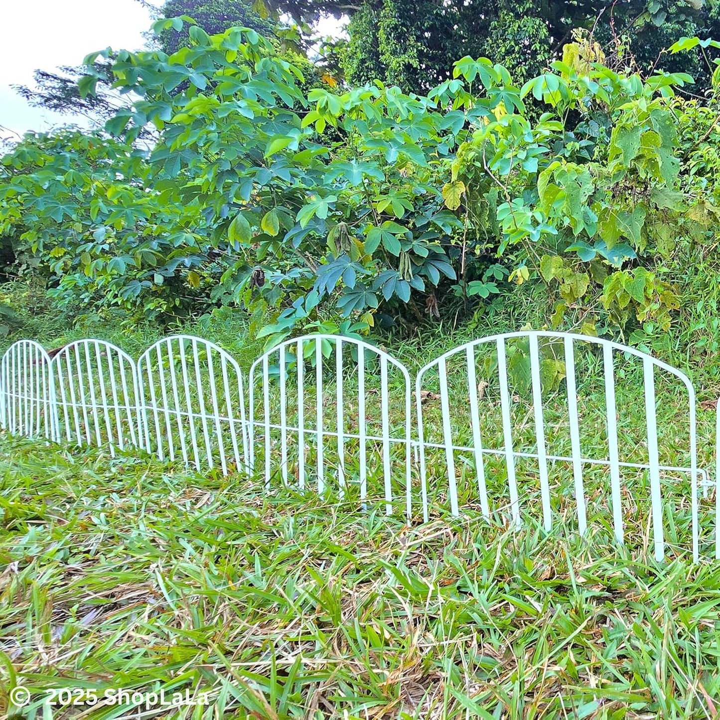 ShopLaLa Decorative Fences (10 Panels) 12in(L) x 16.5in(H) Rustproof White Metal Wire Animal Barrier Fence, Flower Edging for Landscape Outdoor Patio Decor Dog Yard Gates Fences Tall No Dig D-P13-16.5