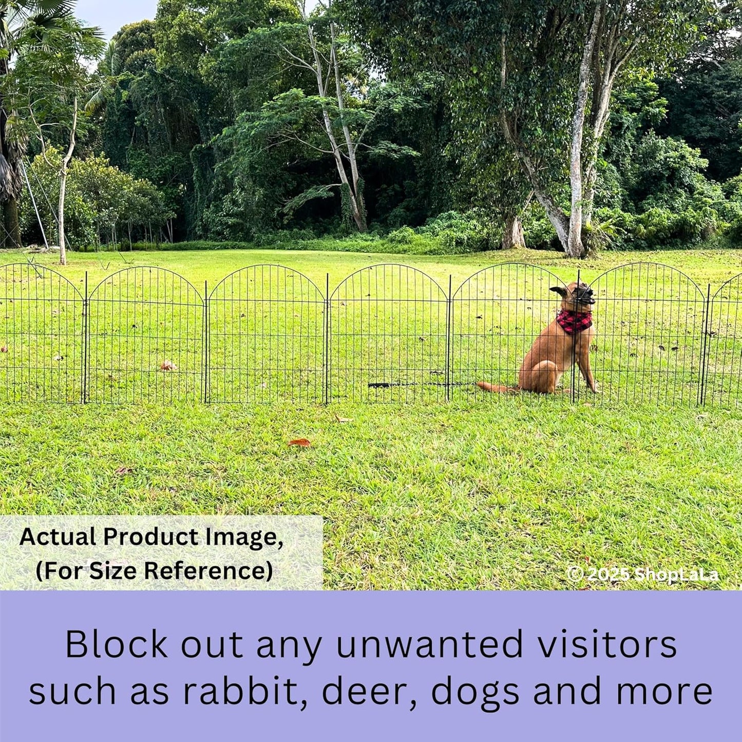 ShopLaLa Decorative Garden Fence (6 Panels) 28in(L) x 32in(H) Rustproof Black Metal No Dig Fences Small Dog Animal Barrier, Flower Edging for Landscape Large Tall Fencing Outdoor Garden Decor D-YA32