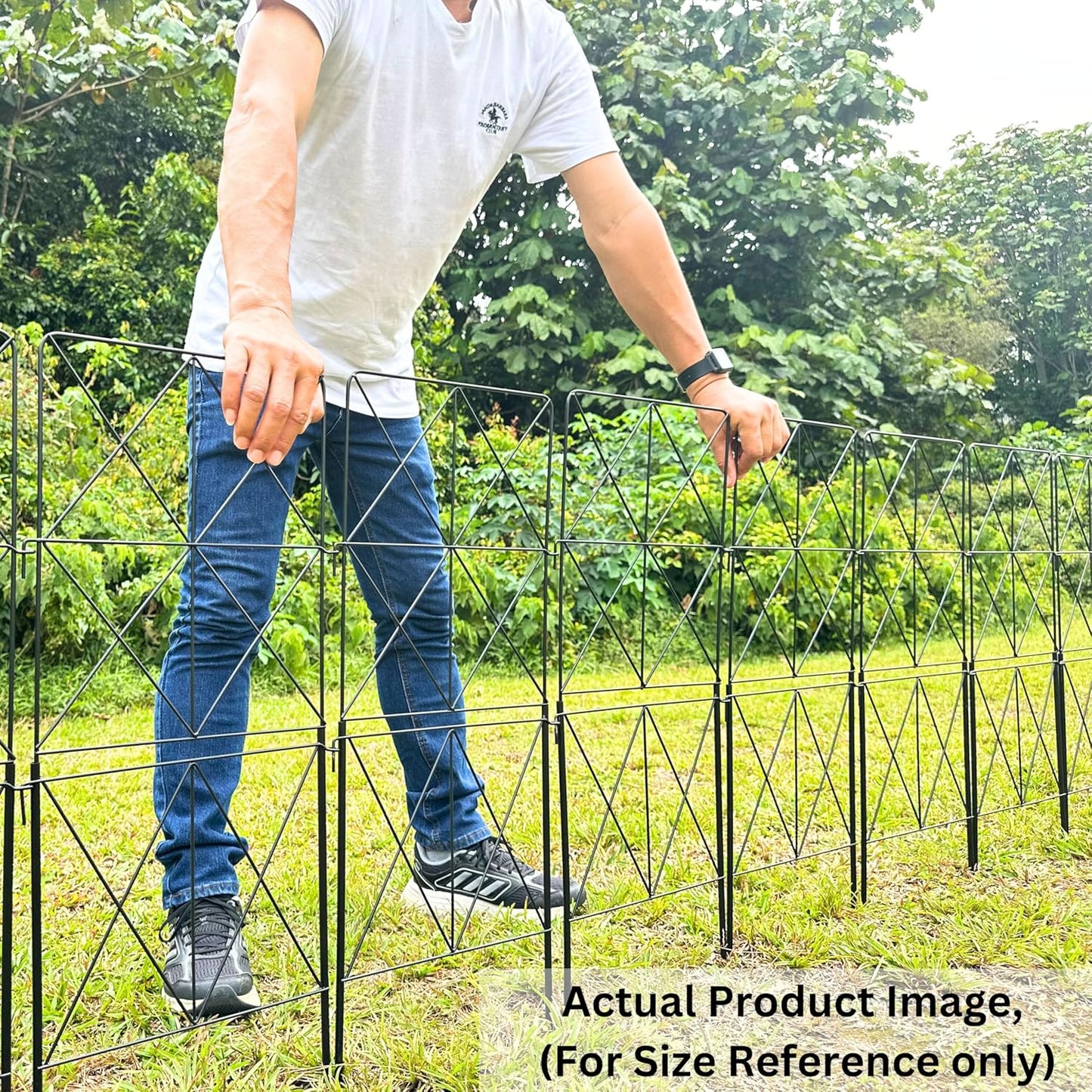 ShopLaLa Decorative Garden Fence (10 Panels) 12.5in(L) x 31in(H) Animal Barrier Fencing Rustproof Black Metal Wire Flower Edging for Landscape, Yard Gates Fences Tall Large No Dig Outdoor Decor D-F30B