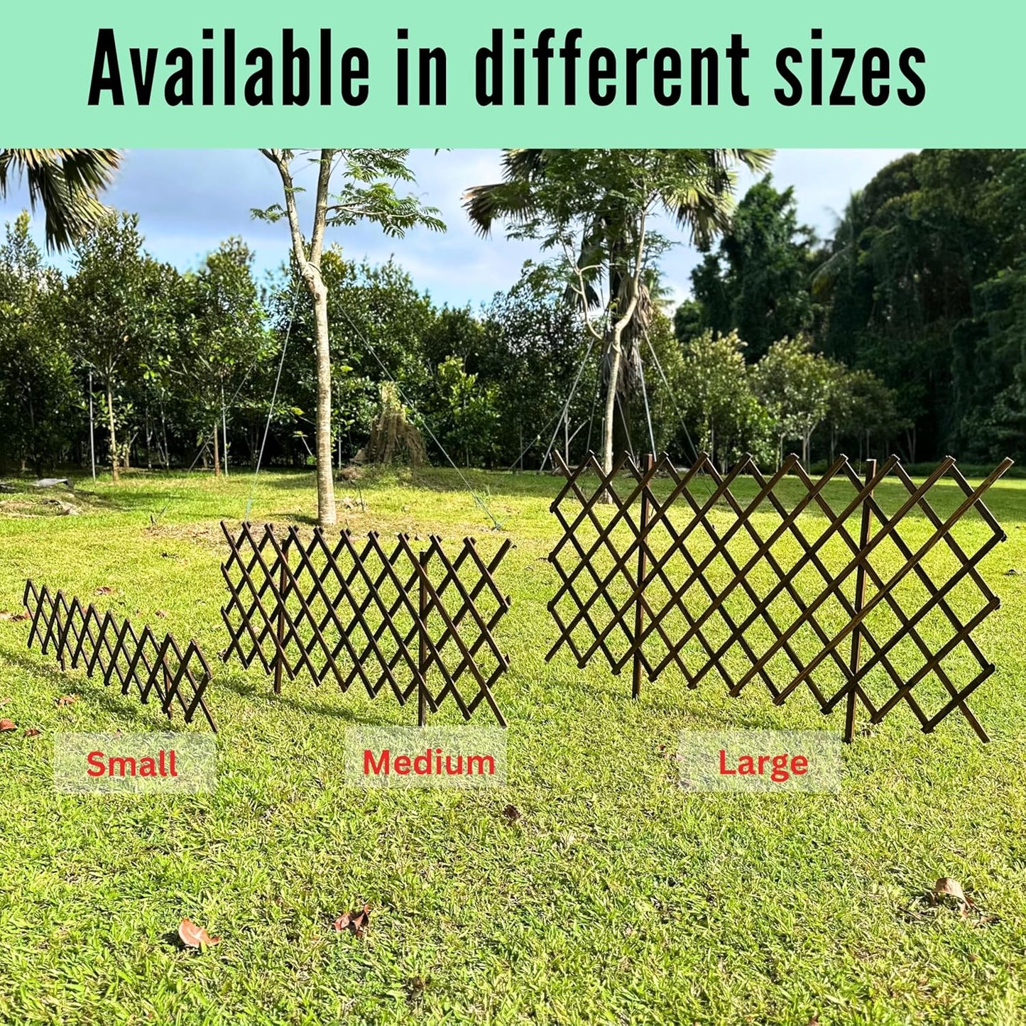 ShopLaLa Garden Fence- 2 Pack, Total 12ft (L) Wooden Lattice Flower Edging for Yard Lawn Landscape Patio Outdoor Decor, Expandable Plant Garden Trellis, Animal Barrier Fence No Dig Panel for Small Dog