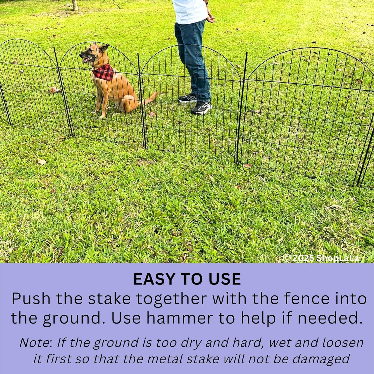 ShopLaLa Decorative Garden Fence (6 Panels) 28in(L) x 32in(H) Rustproof Black Metal No Dig Fences Small Dog Animal Barrier, Flower Edging for Landscape Large Tall Fencing Outdoor Garden Decor D-YA32