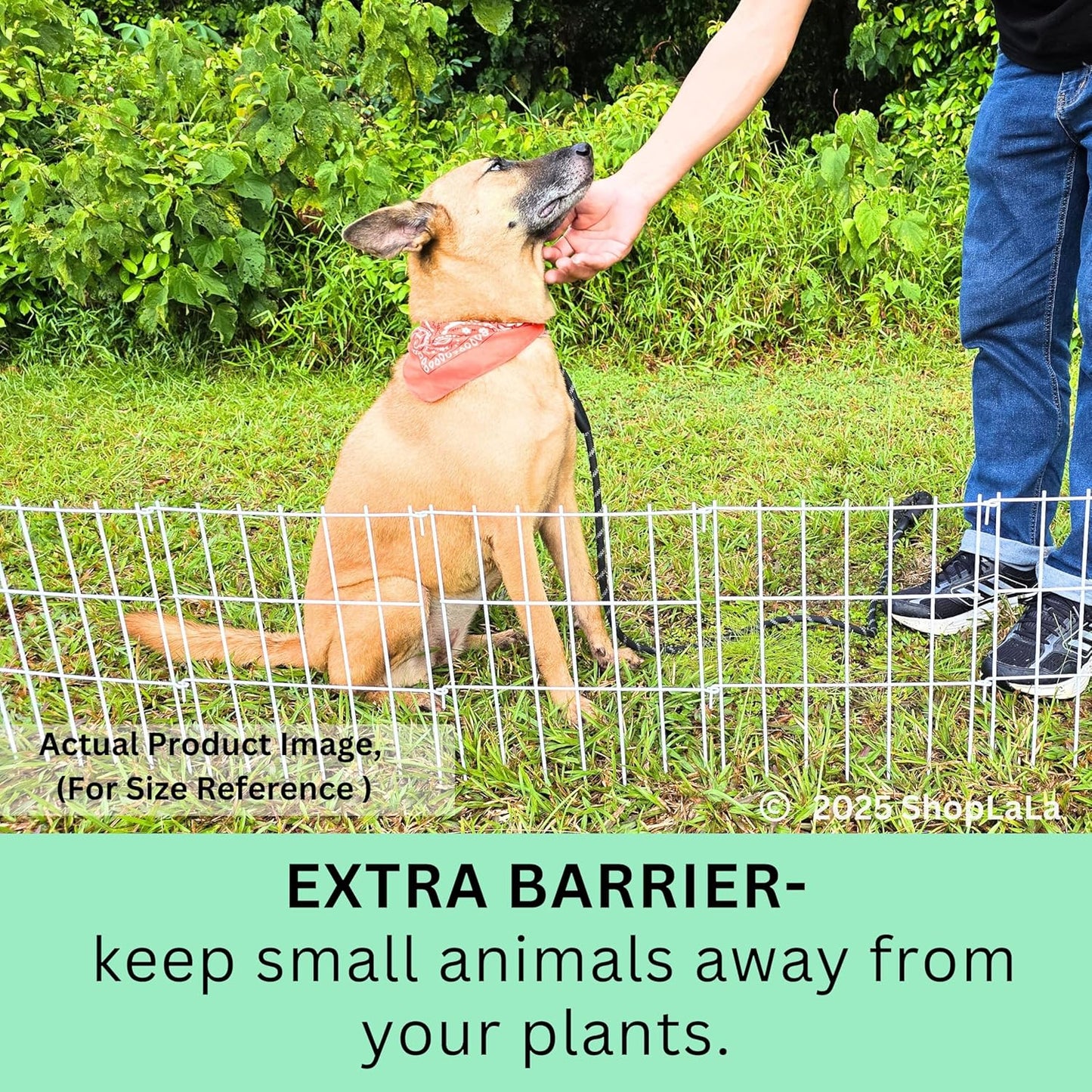 ShopLaLa Garden Fence (10 Panels) 12in(L) x 16.5in(H) Rustproof Metal Wire Animal Barrier Fence Flower Edging for Landscape Patio Outdoor Decor, Small Dog Fences for the Back Yard No Dig White D-L16.5